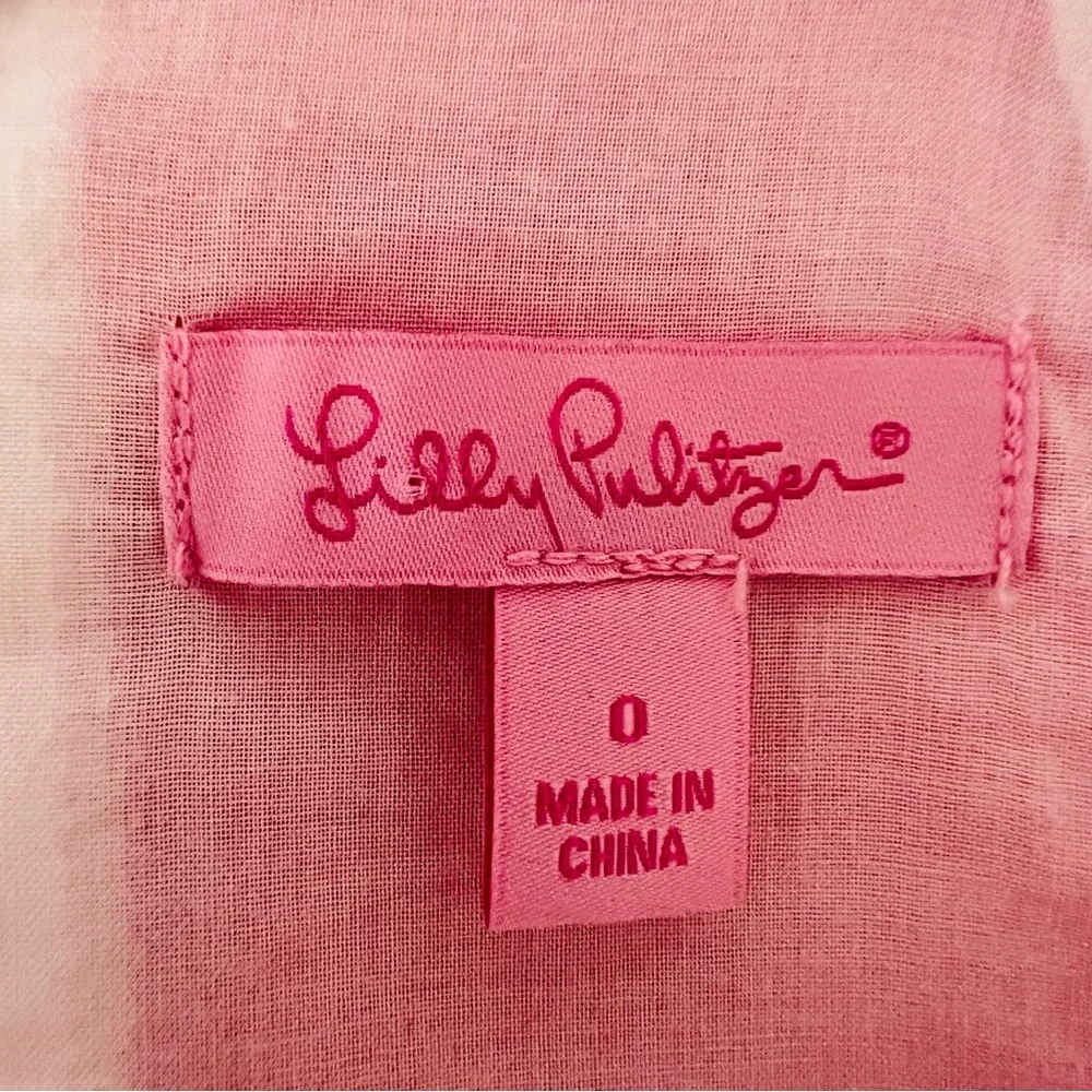 LILLY PULITZER Annabelle Pink White Halter Tank Top Blouse Size 0 - Picture 7 of 11